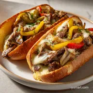 Crockpot Philly Cheesesteak with Shaved Beef for 6 Servings