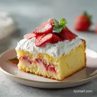 Easy Poke Cake Recipe with Strawberry for 15 Servings