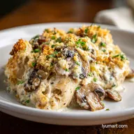 Keto Garlic Mushroom Chicken Casserole for 4 Servings