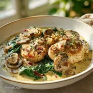 Creamy Chicken Spinach Mushroom Bake