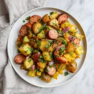 Oven Roasted Smoked Sausage and Potatoes for 4 Servings