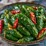Spicy Garlic Pickles with Thai Chilies