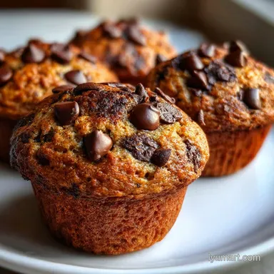 Banana Chocolate Chip Muffins with Yogurt Crumb