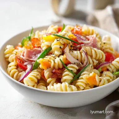 Best Pasta Salad Recipe with Italian Dressing for 11 Servings Recipe Card