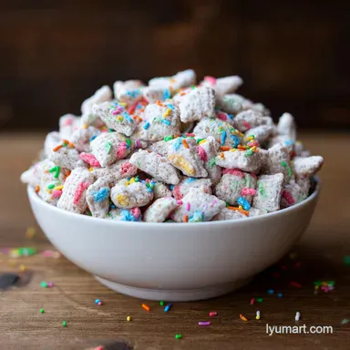 Birthday Cake Puppy Chow Recipe: A Crunchy Snack in 15 Minutes Recipe Card