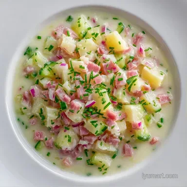 Classic Russian Summer Soup with Ham Recipe Card