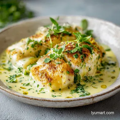 Baked Cod in Coconut Lemon Cream in 25 Mins