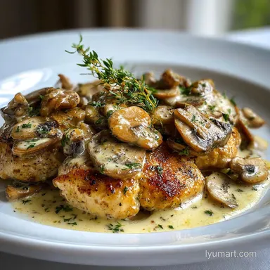 Creamy Mushroom Asiago Chicken: 30 Min Recipe Recipe Card