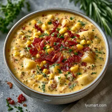 Sweet Corn Chowder with Bacon Recipe Card