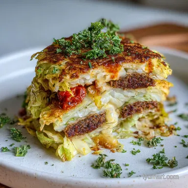 Easy Crispy Cabbage Burger Bake for 6 Recipe Card
