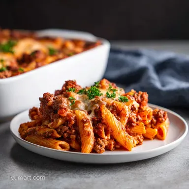 Easy Baked Ziti with Ground Beef and Sausage for 8 Servings