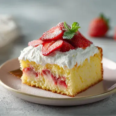 Easy Poke Cake Recipe with Strawberry for 15 Servings
