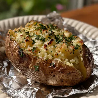 Baked Potato in Oven Wrapped in Foil with Garlic and Butter - Oven-Only Method