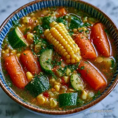 Fresh Summer Vegetable Soup in 15 Minutes Recipe Card