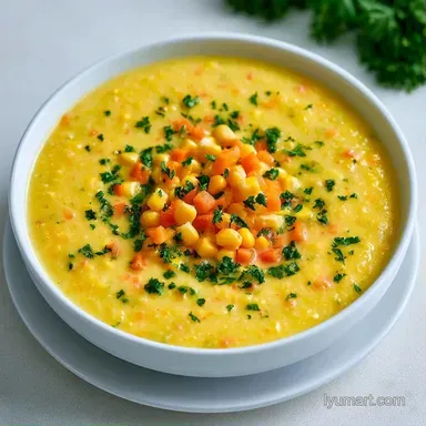 Fresh Sweet Corn Soup for 4 Servings Recipe Card