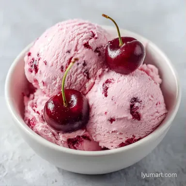 Cherry Ice Cream with Fresh Cherries Recipe Card