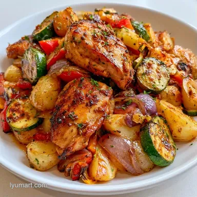 Italian Chicken Veggies for 4 Servings Recipe Card