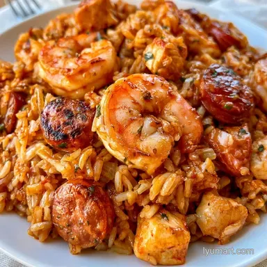 Jambalaya Foil Packet Dinner with Shrimp Recipe Card