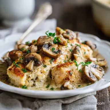 Keto Garlic Mushroom Chicken Casserole for 4 Servings Recipe Card