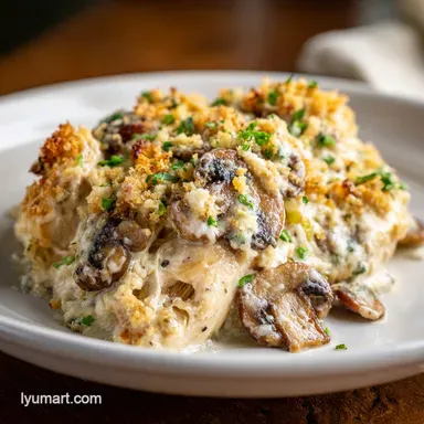 Keto Garlic Mushroom Chicken Casserole for 4 Servings