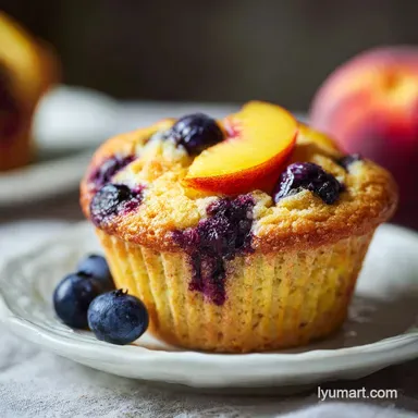 Peach Blueberry Oat Muffin Recipe: 35 Min Recipe Card