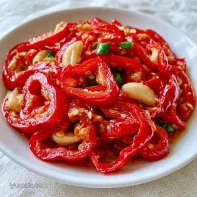 Red Pepper Pickle Recipe for 10 Servings Recipe Card