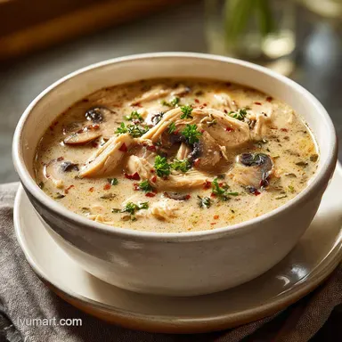 Cozy Creamy Rotisserie Chicken Mushroom Soup in 30 Minutes Recipe Card