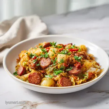 One Pot Sausage Cabbage Potato Dinner in 40 Min Recipe Card