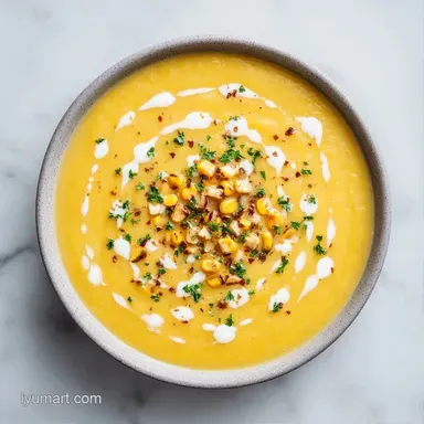Savory Summer Corn Soup in 35 Minutes Recipe Card