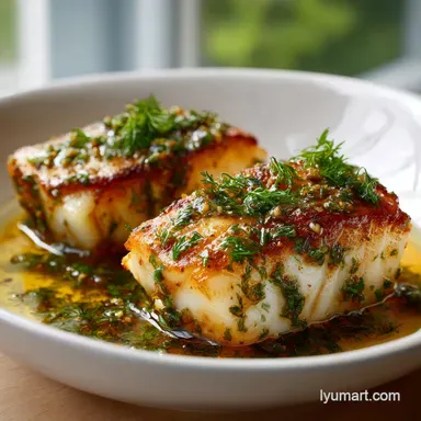 Seared Cod Herb Butter Sauce: 20 Min Recipe Card