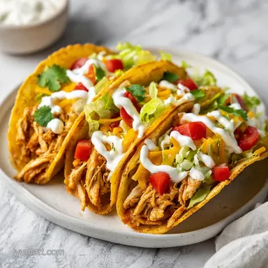Slow Cooker Queso Chicken Tacos for 7 Servings Recipe Card
