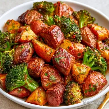 Steak and Potatoes with Broccoli Recipe Card