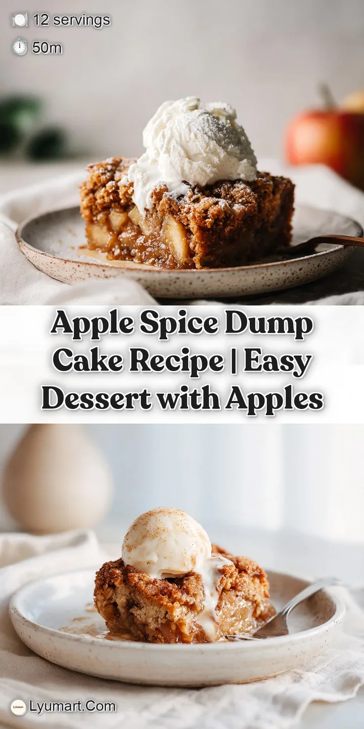 Close-up of tender baked apples under a textured, golden brown cake topping with visible spice flecks.