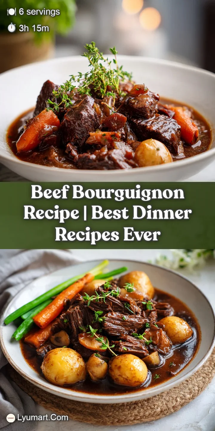 Close-up of succulent, slow-cooked beef cubes coated in a glossy, deep red wine sauce.