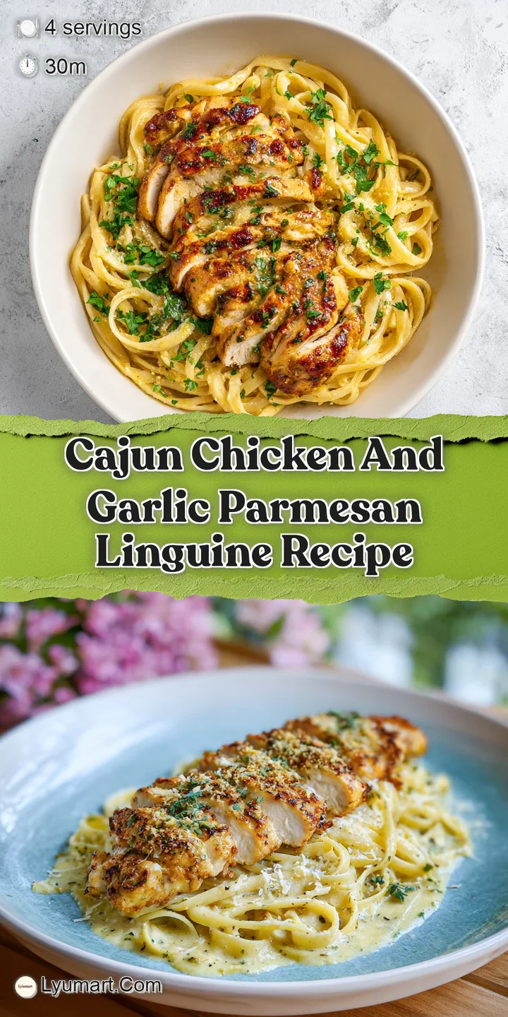 Close-up of Cajun linguine: tender chicken and peppers glistening in a rich, creamy sauce. Hints of spice, depth of flavor.