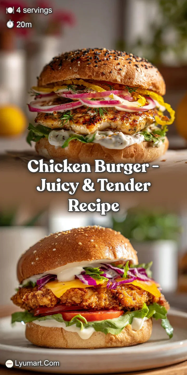 Close-up of a juicy chicken burger oozing with melted cheese and creamy sauce. Fresh lettuce and vibrant tomato peek from ...