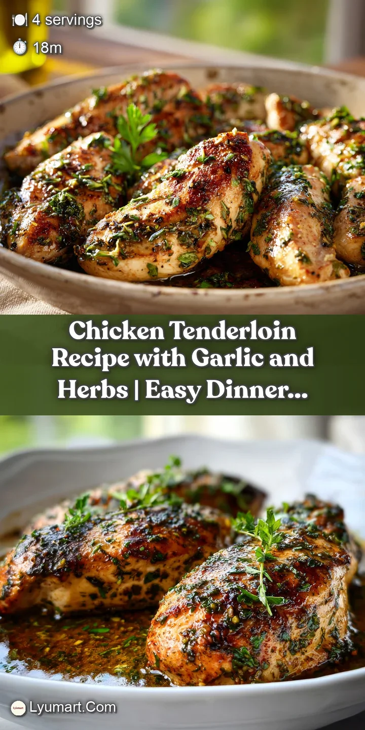 Juicy chicken tenderloin with a perfect golden sear, infused with fresh herbs, close-up.