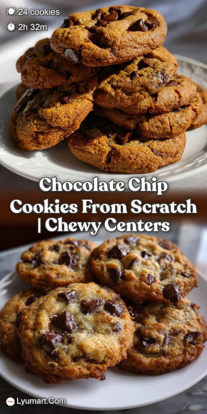 Close-up of a stack of cookies revealing a tender, slightly crisp exterior and gooey, melty chocolate pools. Warm and invi...