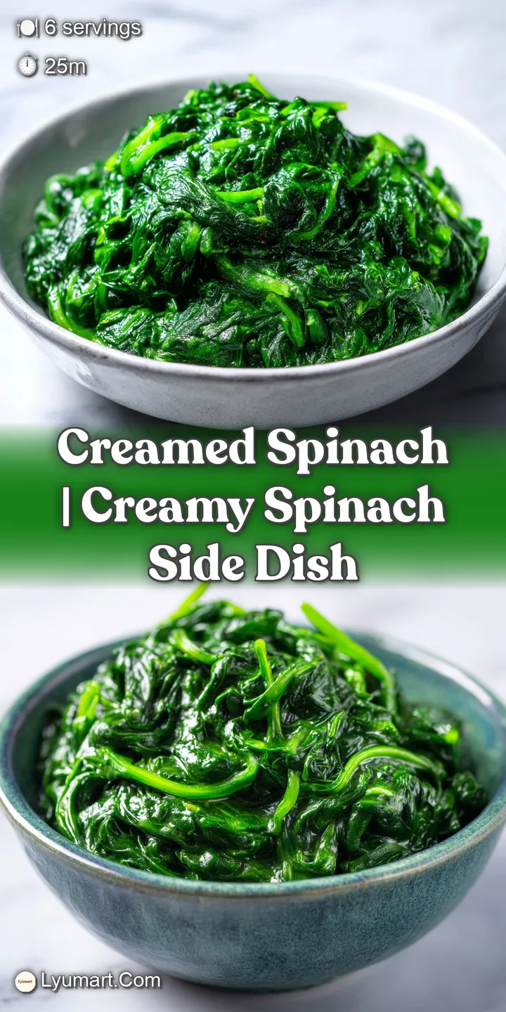 Close-up of silky, forest-green leaves folded into a rich, creamy sauce with a glossy and luxurious texture.