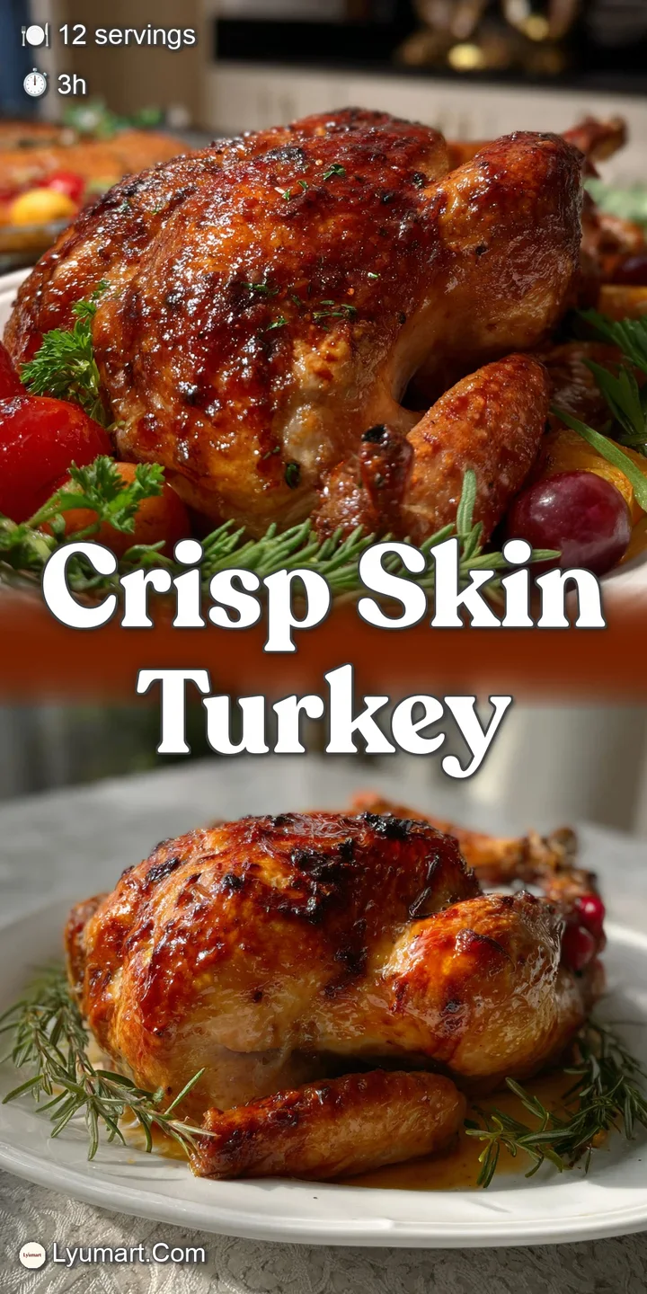 Close-up of succulent turkey breast with perfectly browned skin, hinting at a juicy interior; an appetizing holiday dinner...