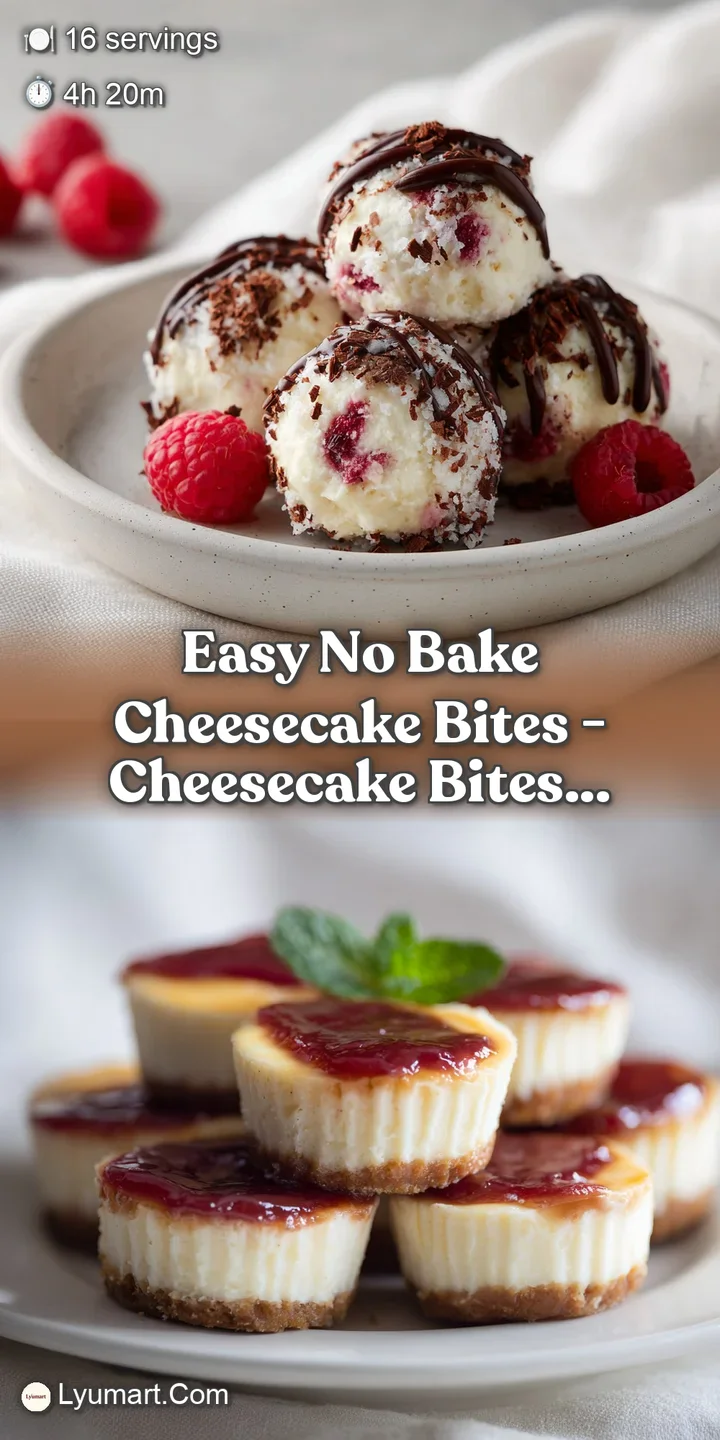 Close-up of a no-bake cheesecake bite revealing its smooth, creamy interior and a glistening fruit topping.