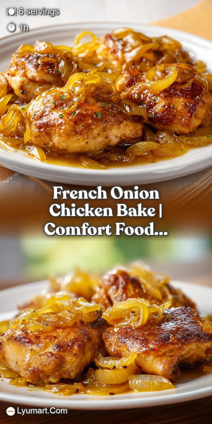 Close-up of gooey, melted Gruy&egrave;re cheese stretching over tender chicken and sweet, jammy brown caramelized onions