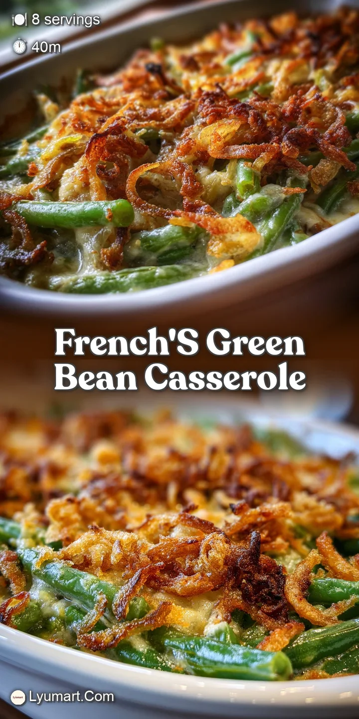 Close-up of a spoonful of green bean casserole showing the creamy sauce and crispy fried onion topping, warm and inviting.