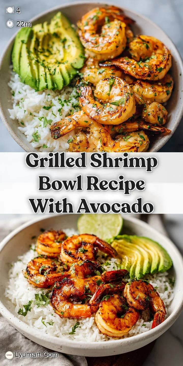 Close-up reveals juicy grilled shrimp glistening with grill marks, nestled amongst fresh ingredients. A creamy sauce ties ...