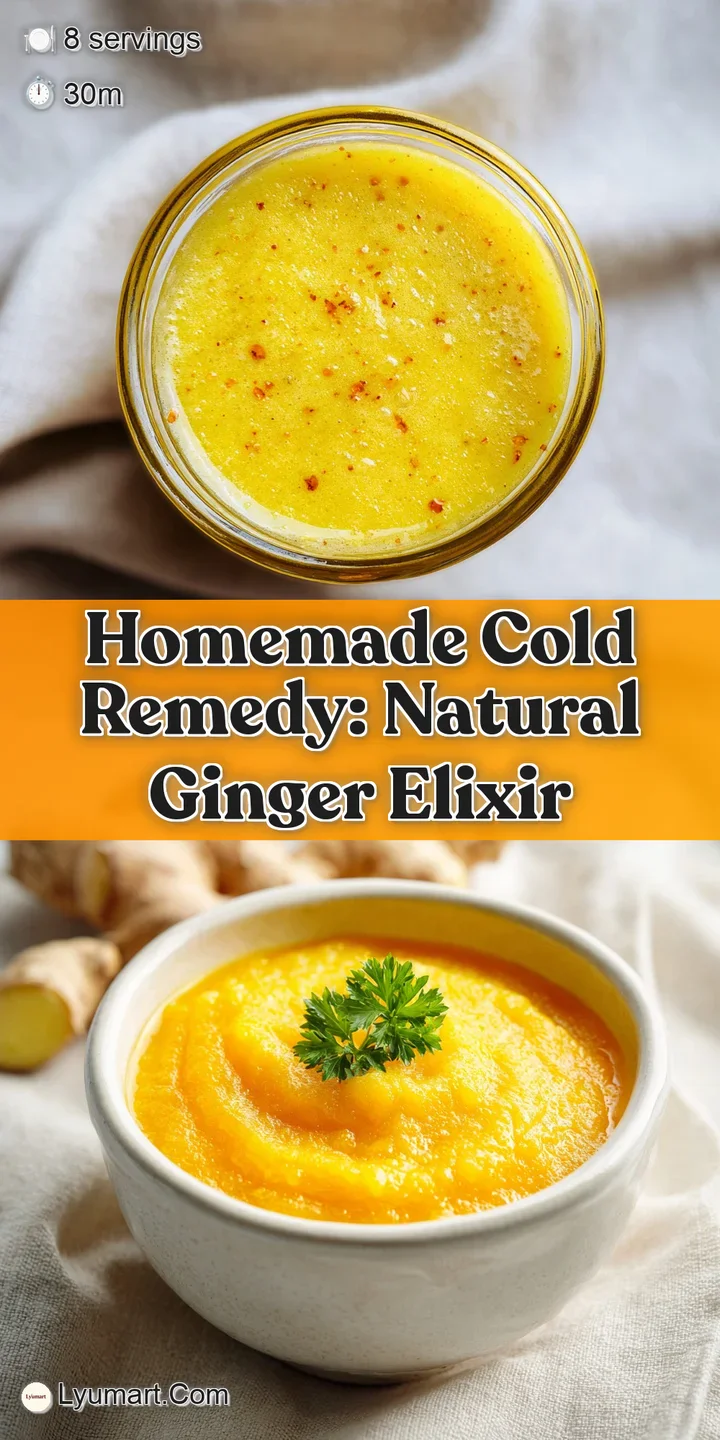 Close-up of a golden drink with floating lemon and ginger, condensation on the glass suggests refreshing warmth. Sweet hon...