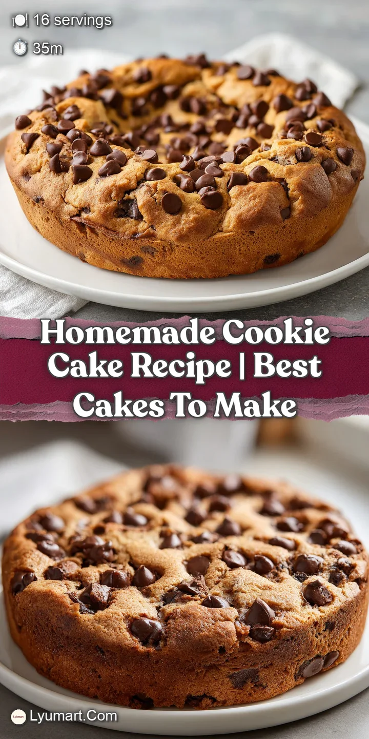 Close-up of a soft, chewy cookie cake center with melty chocolate chips and slightly crisp edges, begging for a bite.