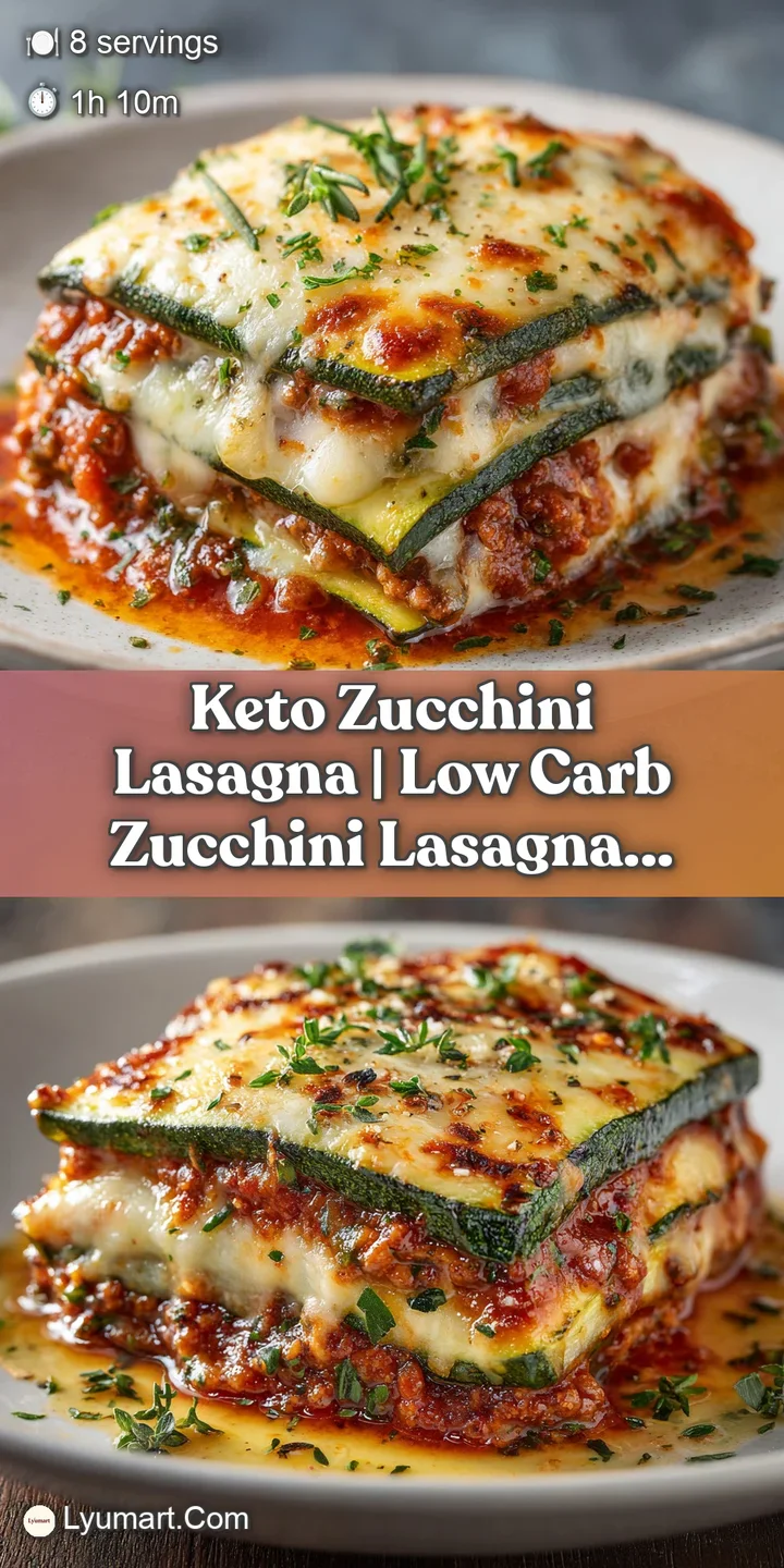 Close-up of melted, gooey cheese stretching over layers of savory red sauce and tender green zucchini slices.