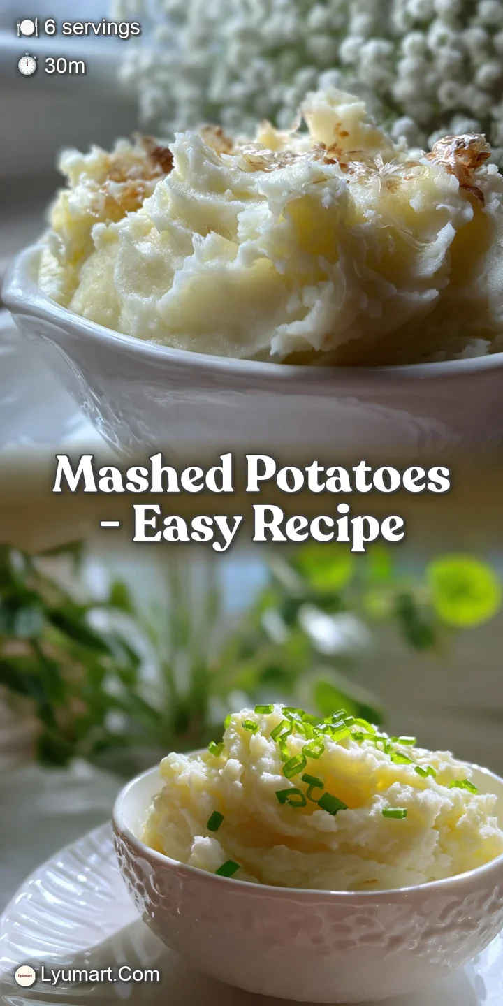 Close-up of luscious mashed potatoes, steam rising gently. Swirls of butter create a tempting sheen, promising smooth, but...