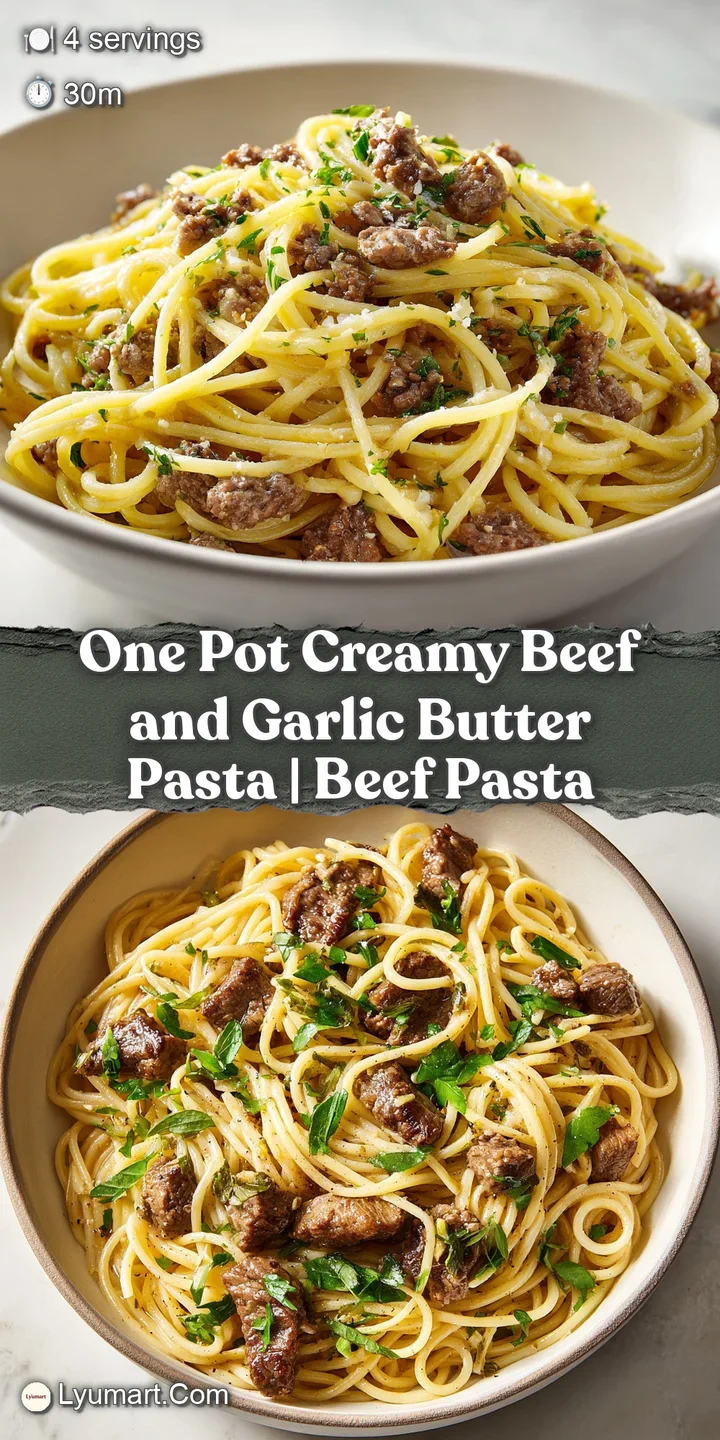 Extreme close-up of succulent beef in a thick, creamy garlic glaze with visible peppercorns and steam rising up.