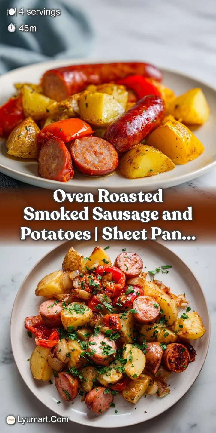 Close-up of perfectly browned, tender potato wedges alongside plump, seared sausage pieces.